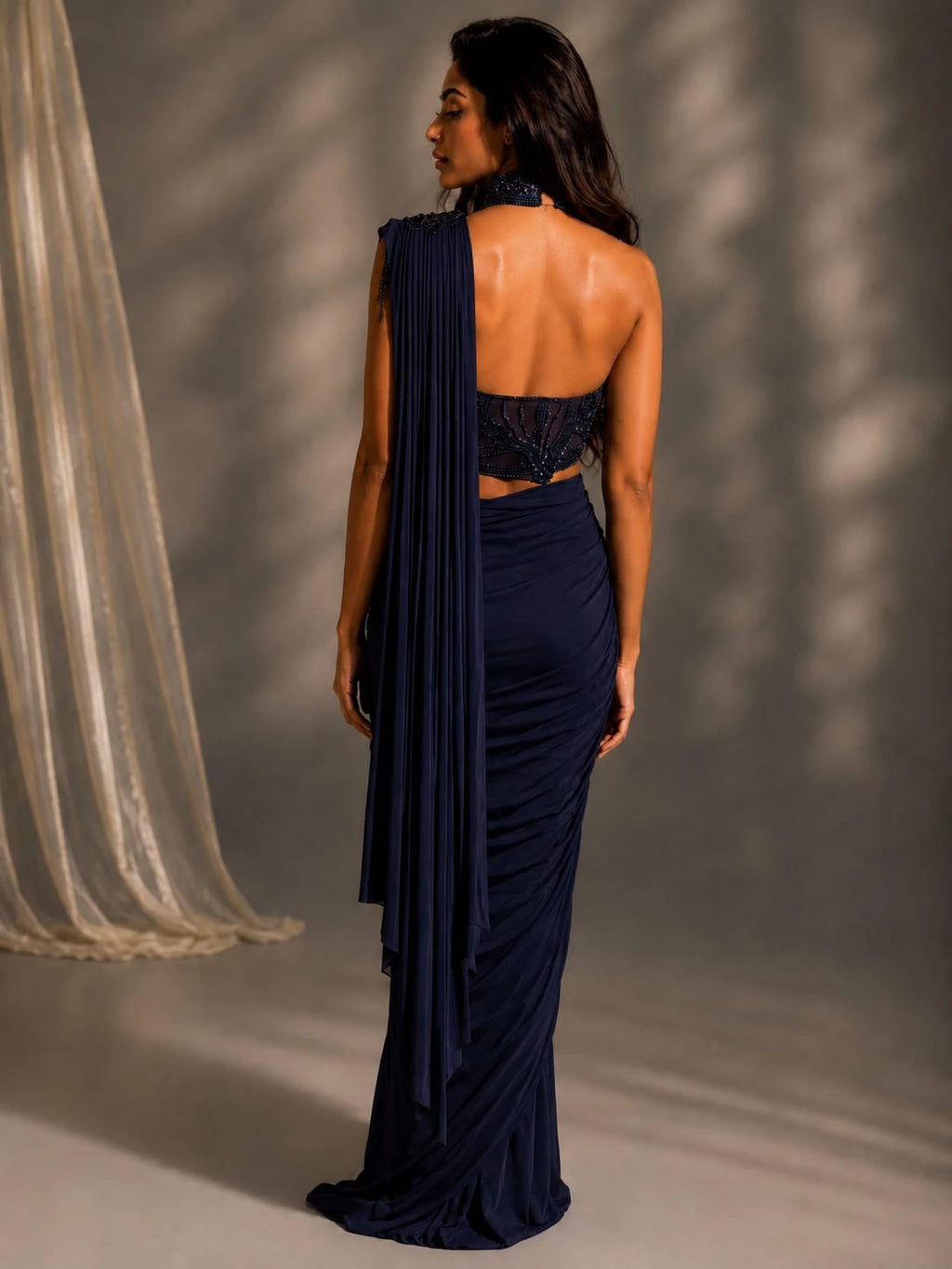 blue ready to wear saree