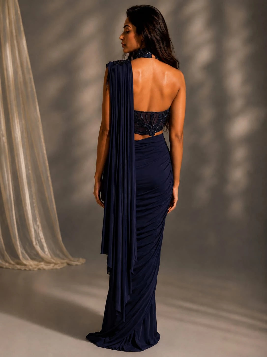 blue ready to wear saree