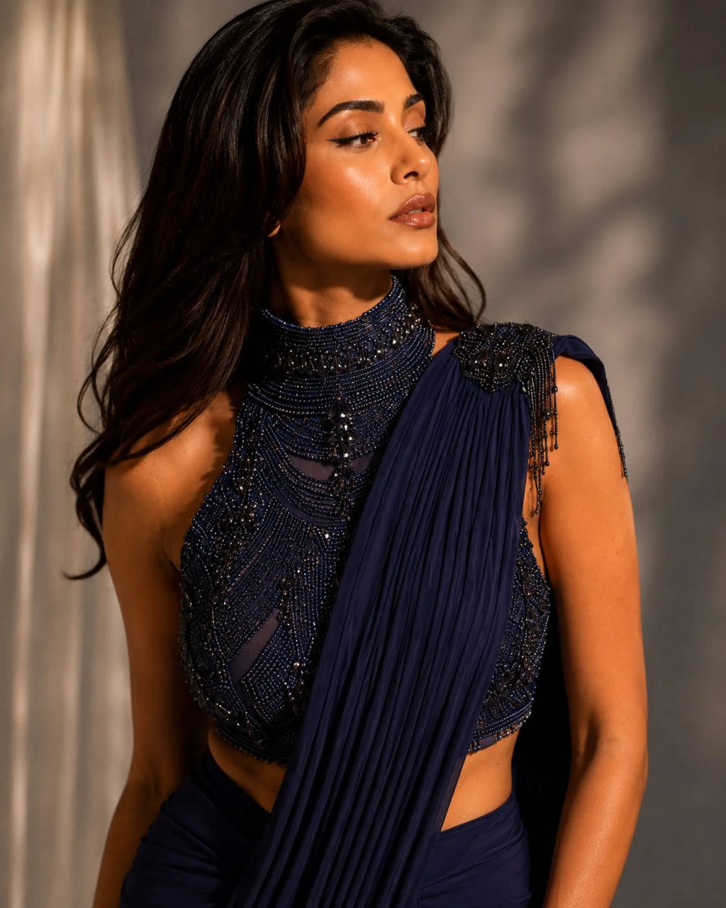 blue ready to wear saree