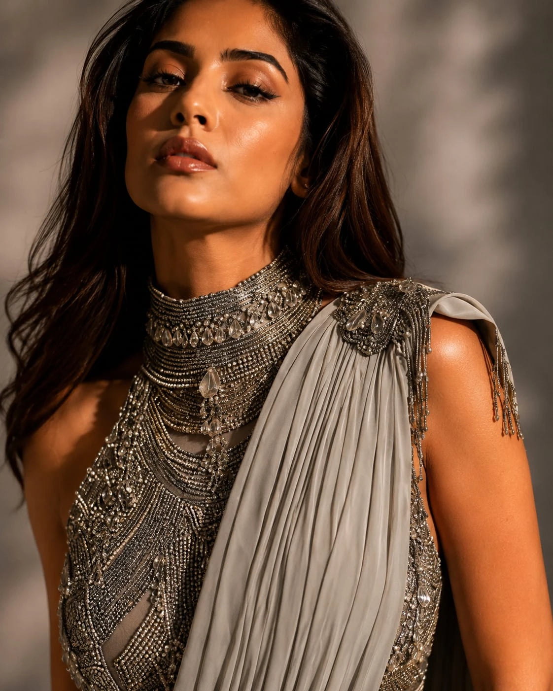 grey ready to wear saree