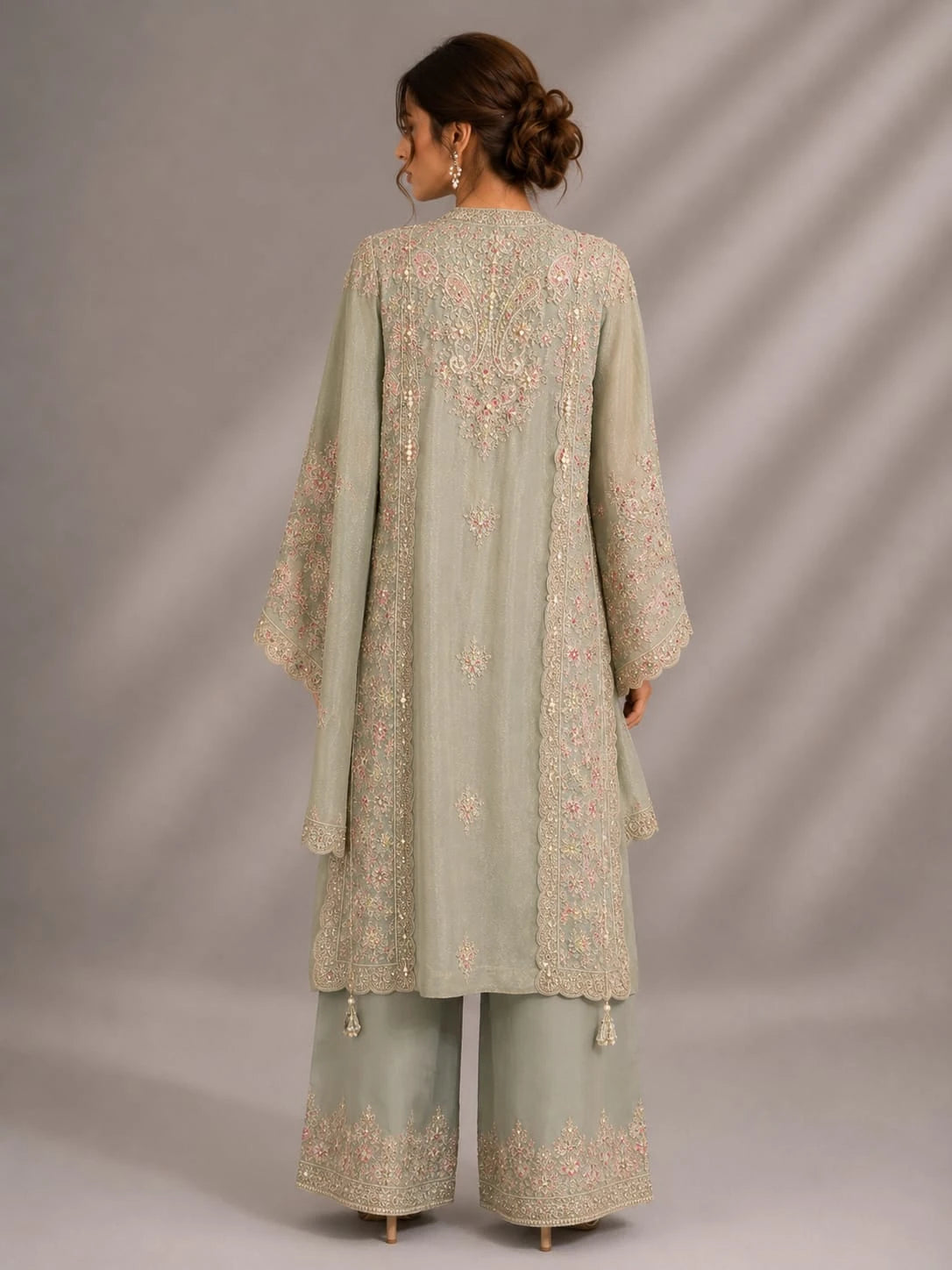 sage grey sharara suit