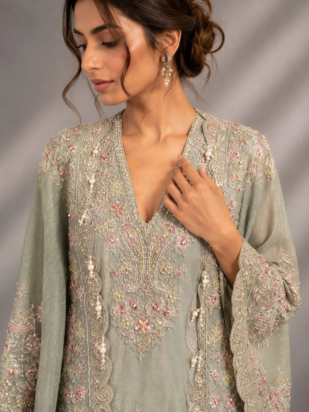 sage grey sharara suit