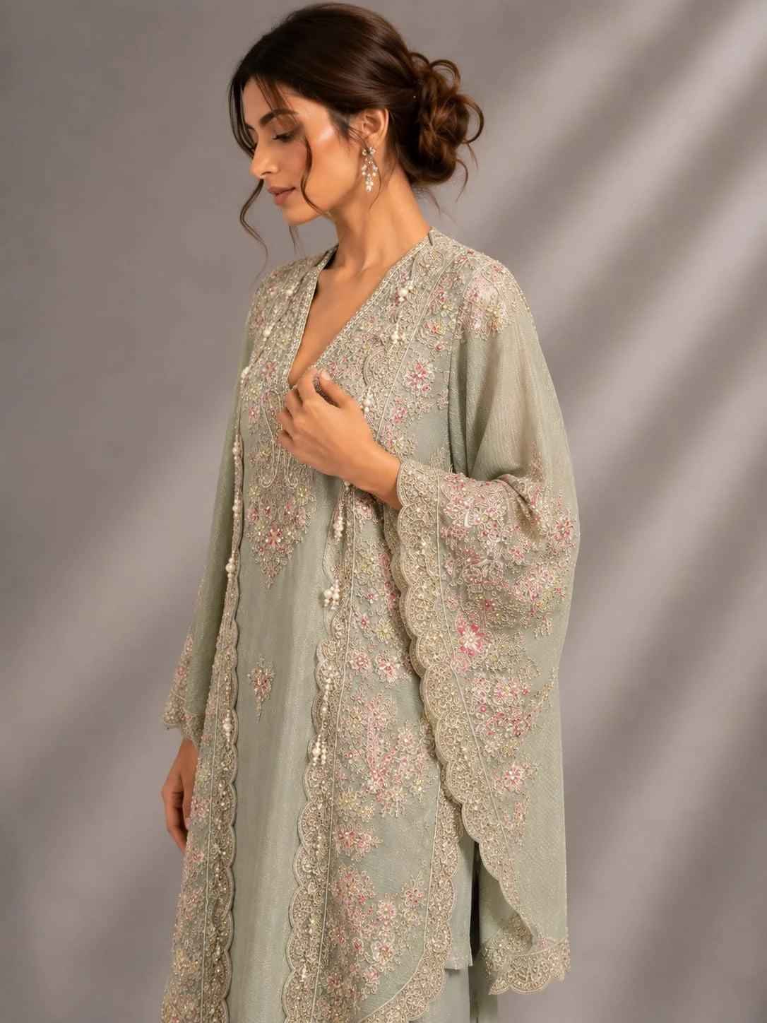 sage grey sharara suit
