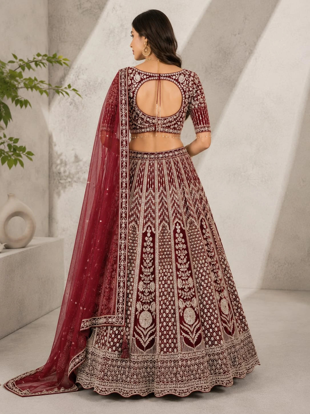 wine color lehenga choli