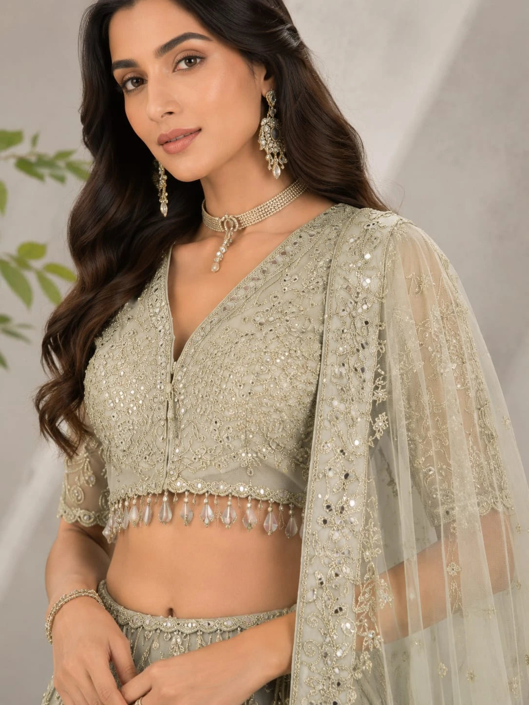 pearl grey lehenga