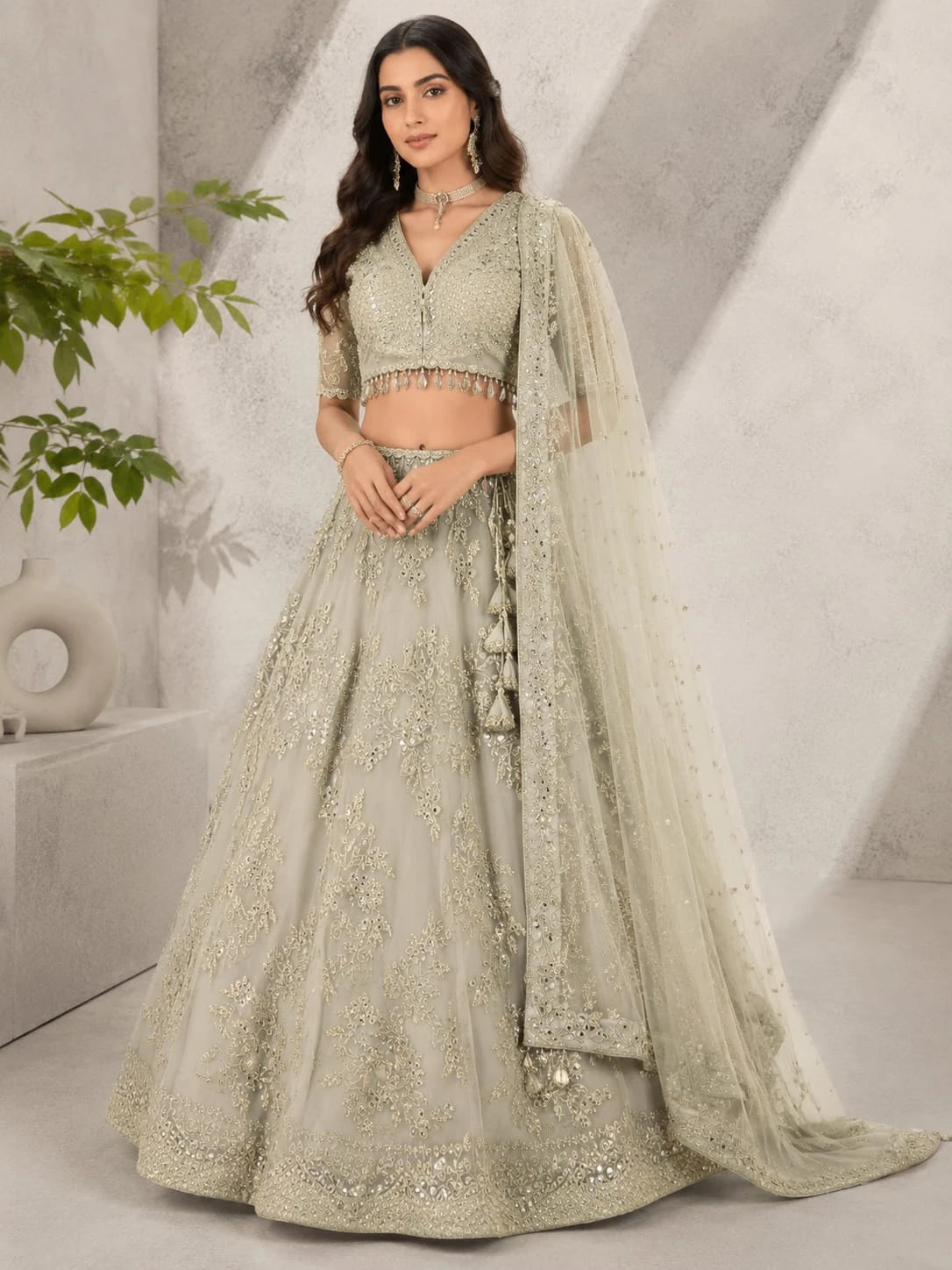 pearl grey lehenga