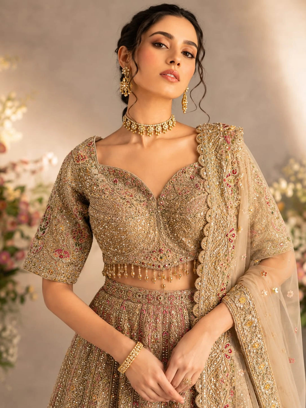 champagne lehenga choli
