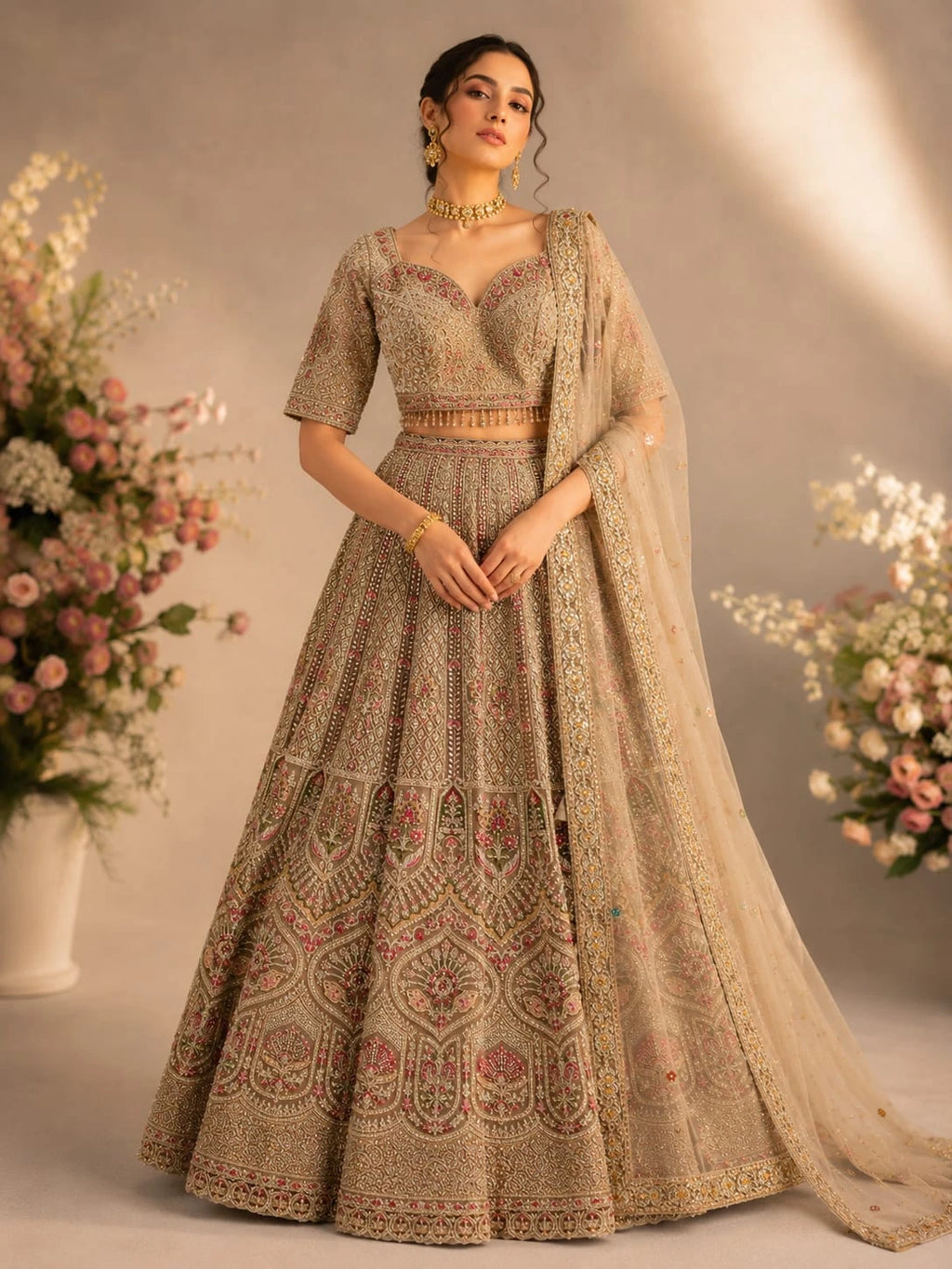 champagne lehenga choli