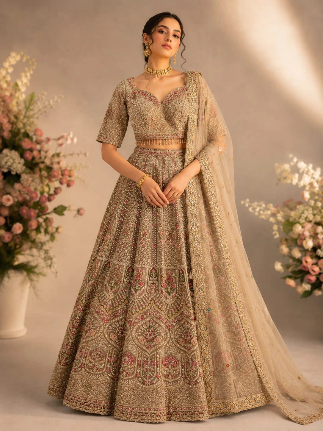 champagne lehenga choli