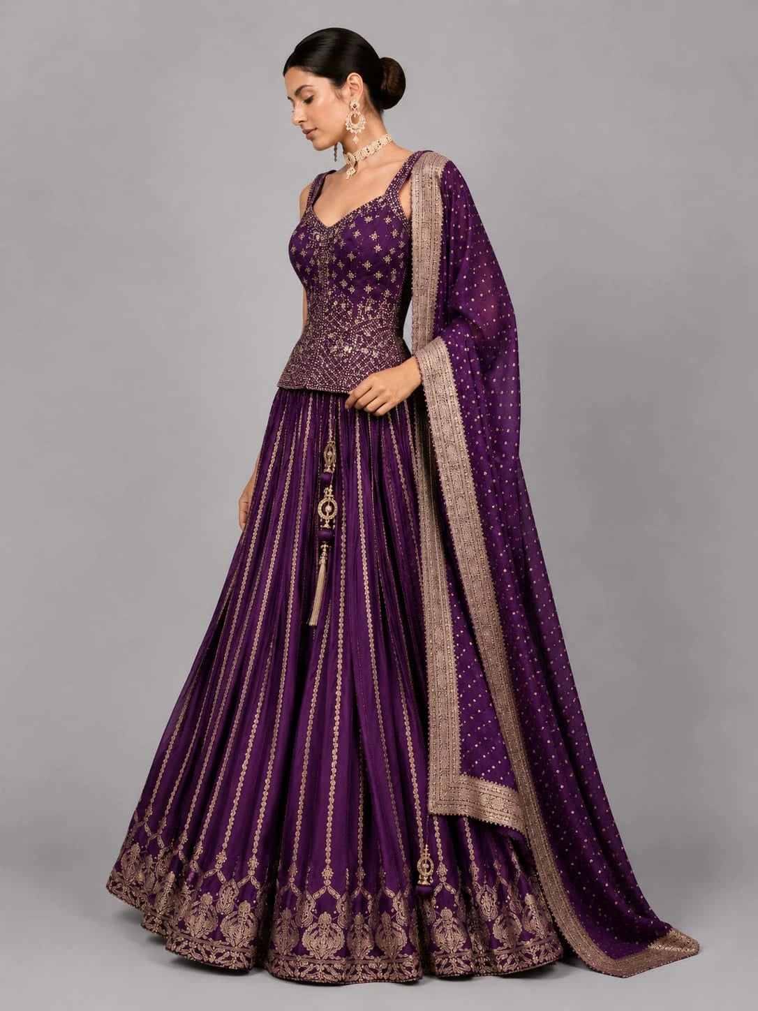 wine purple lehenga