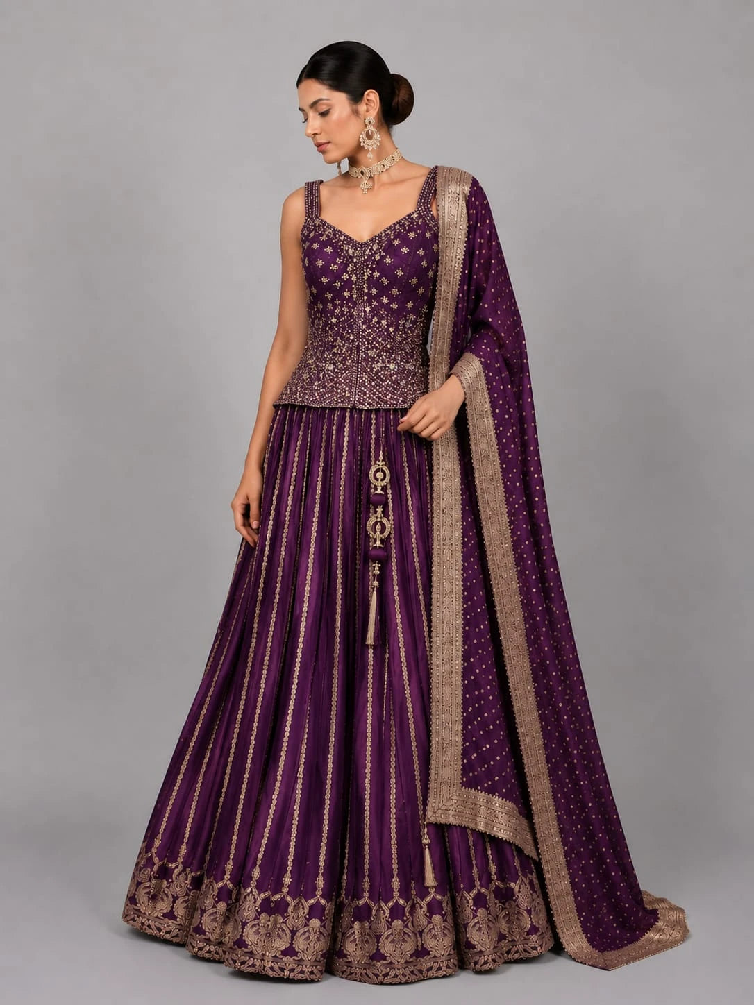 wine purple lehenga