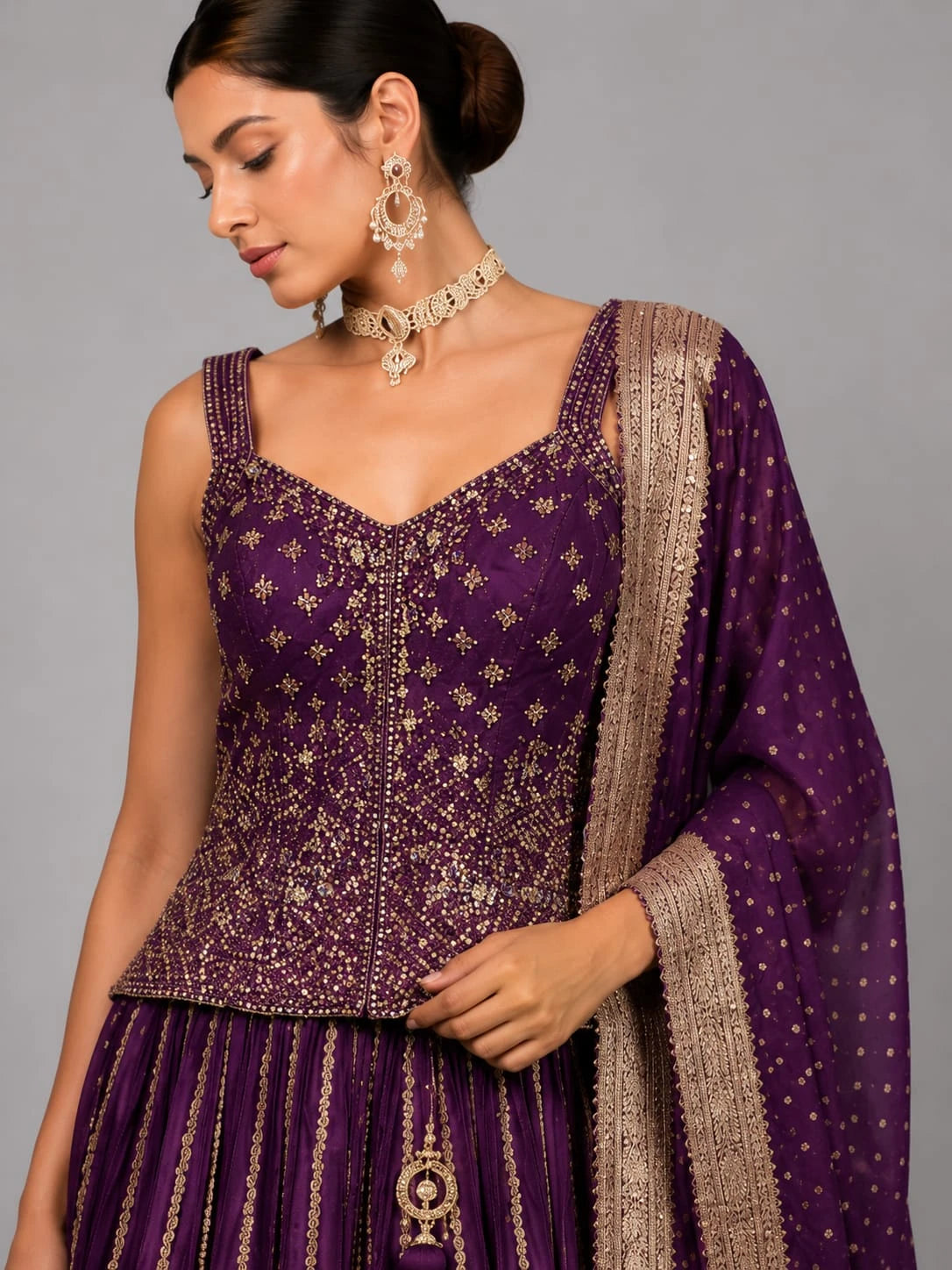 wine purple lehenga