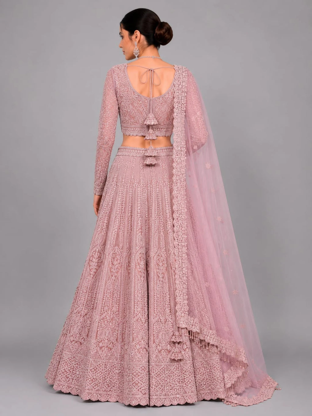 peach lehenga with dupatta