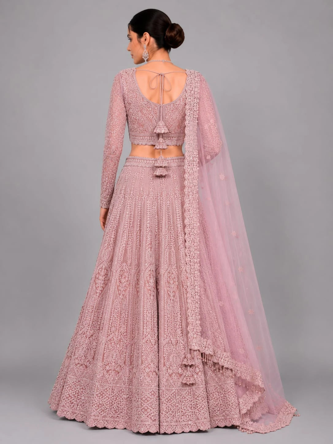 peach lehenga with dupatta