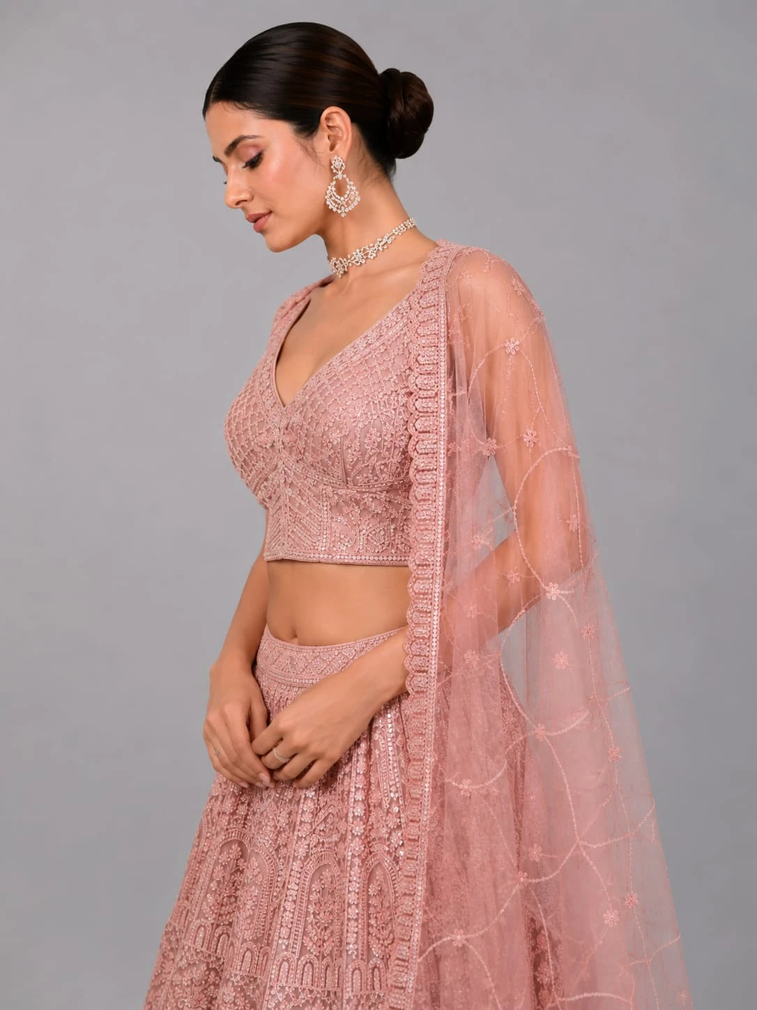 pink lehenga with dupatta