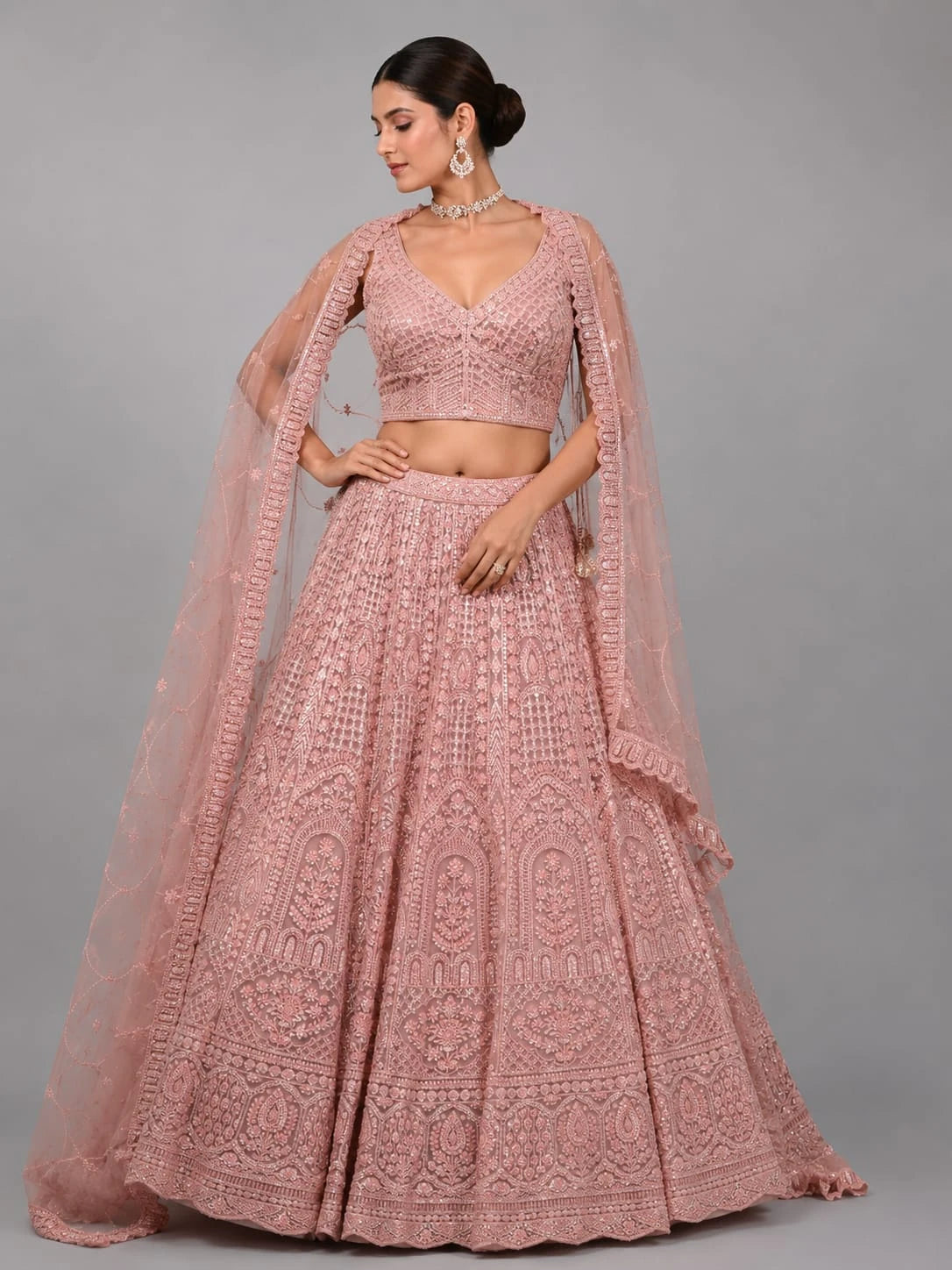 pink lehenga with dupatta