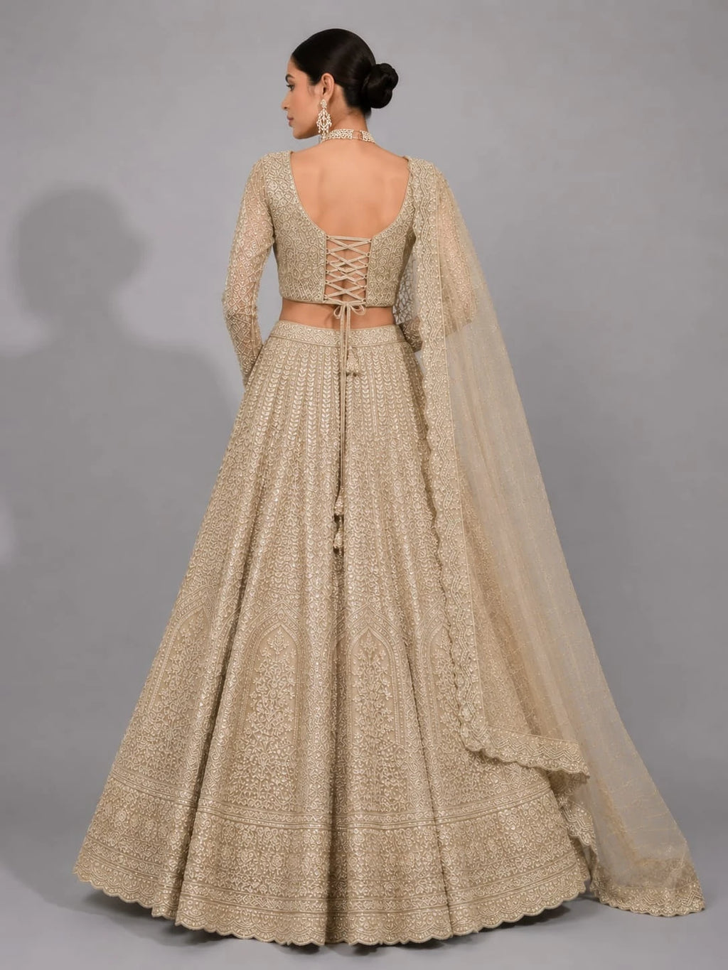 gold lehenga with dupatta
