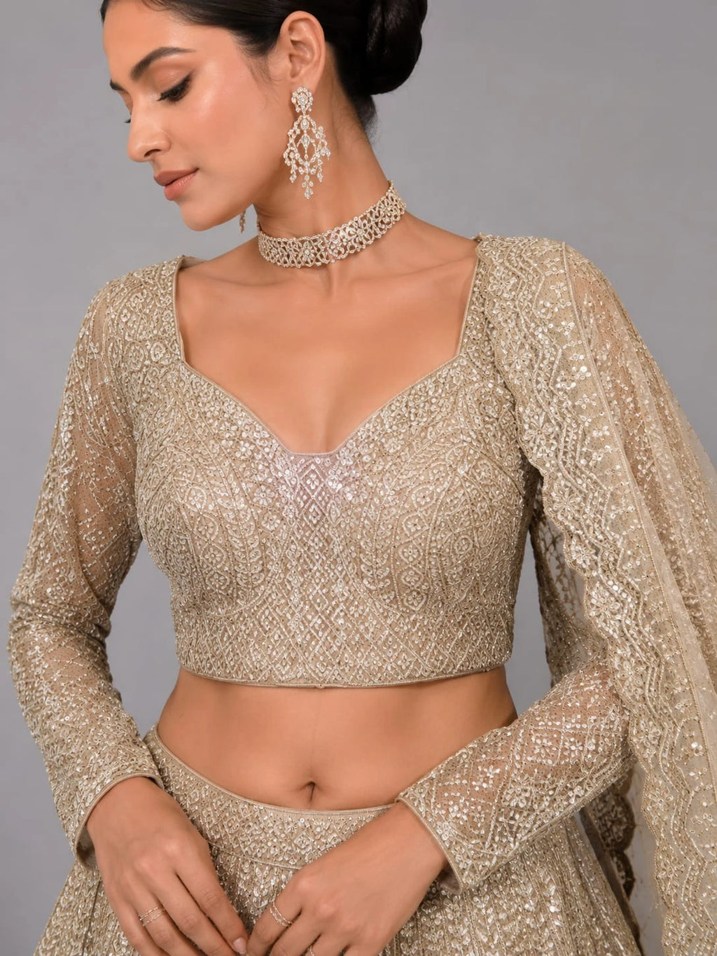 gold lehenga with dupatta