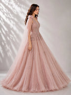 blush peach ball gown