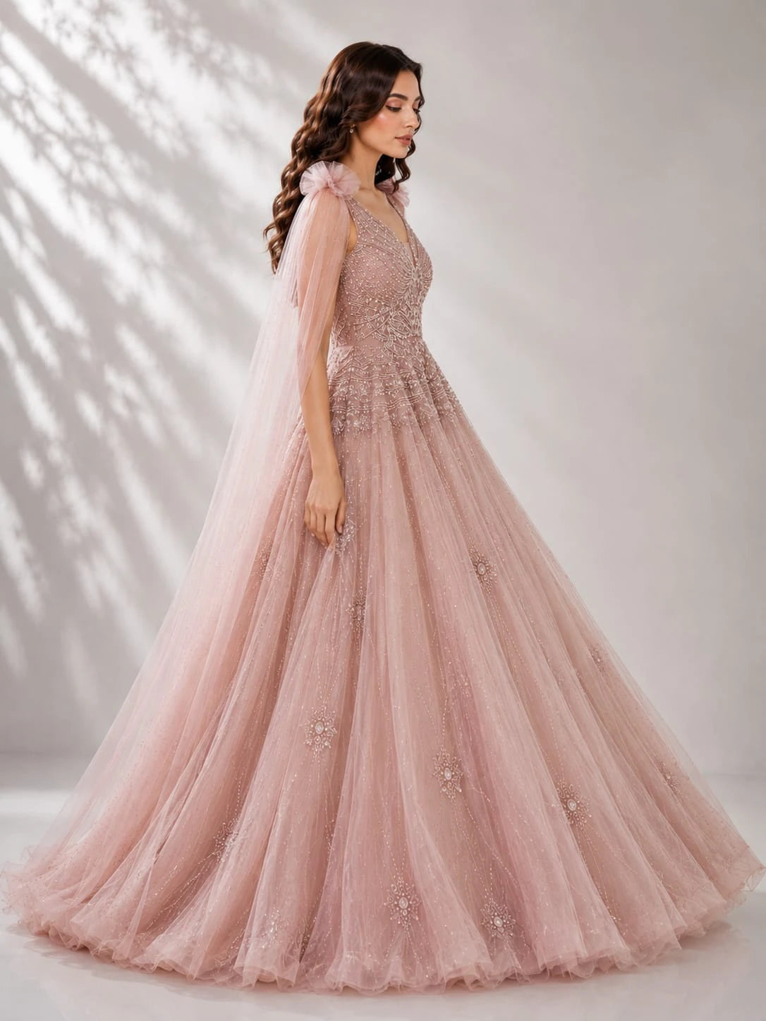 blush peach ball gown