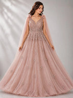 blush peach ball gown
