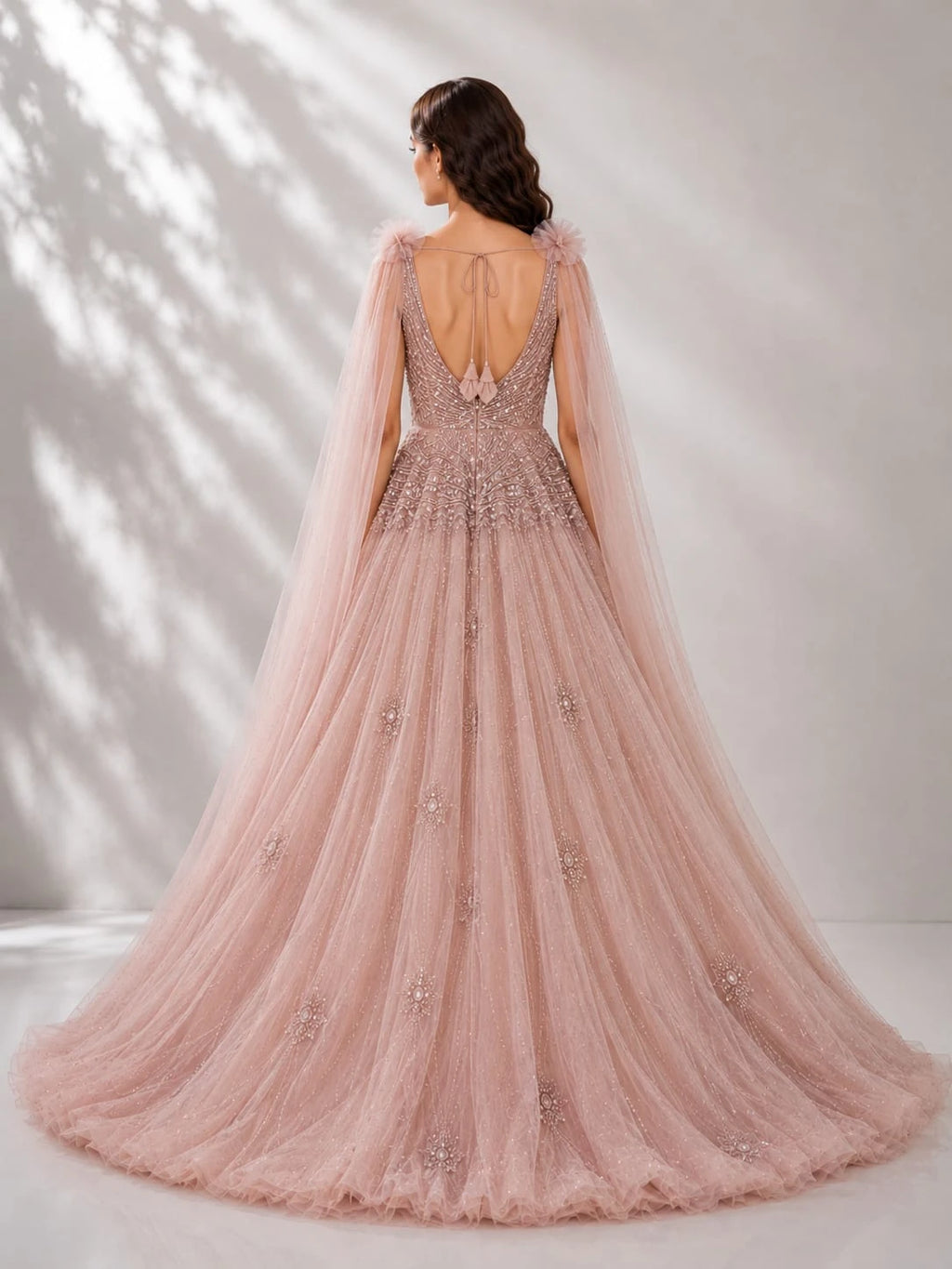 blush peach ball gown