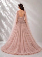 blush peach ball gown