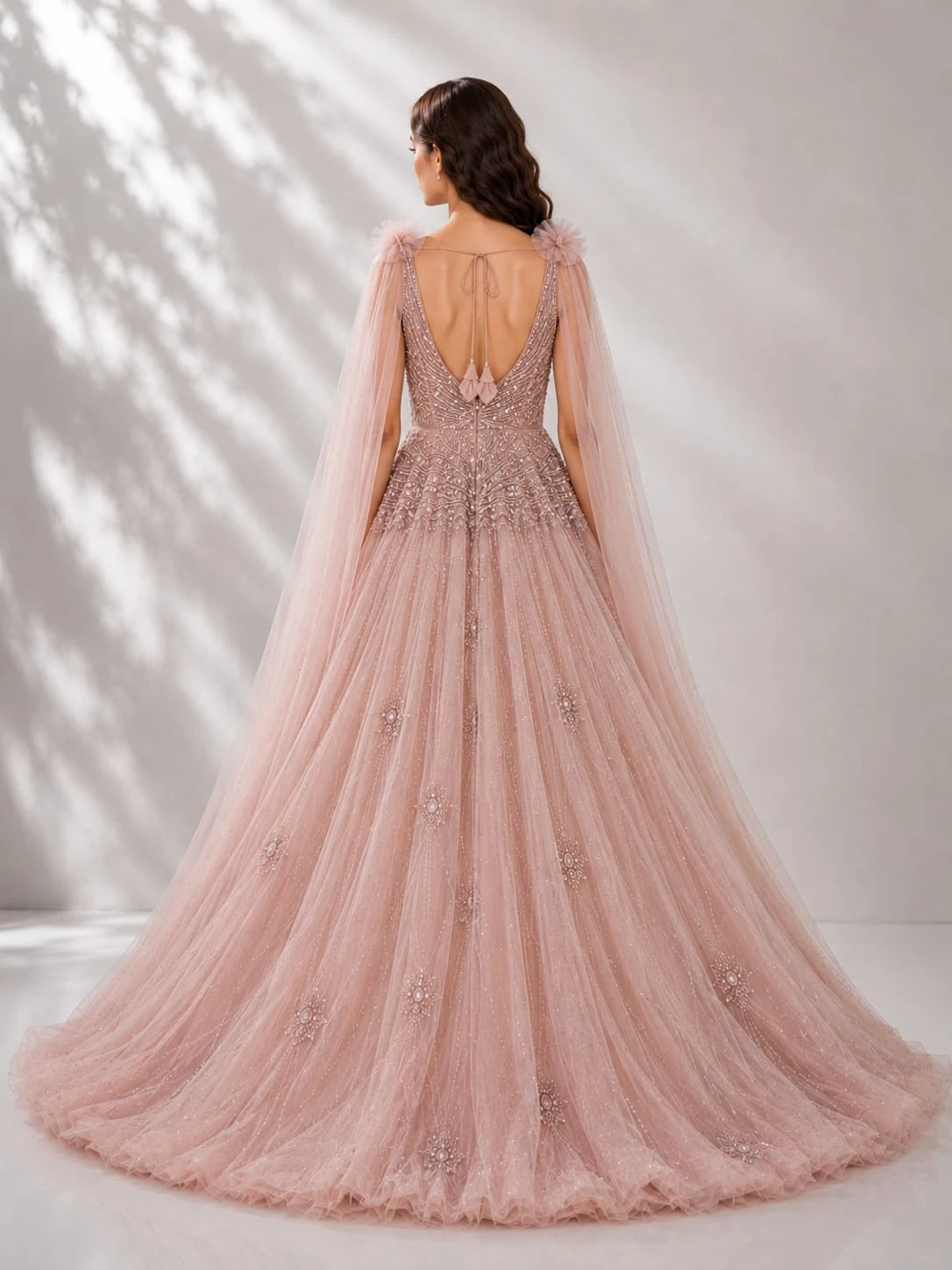 blush peach ball gown