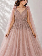 blush peach ball gown