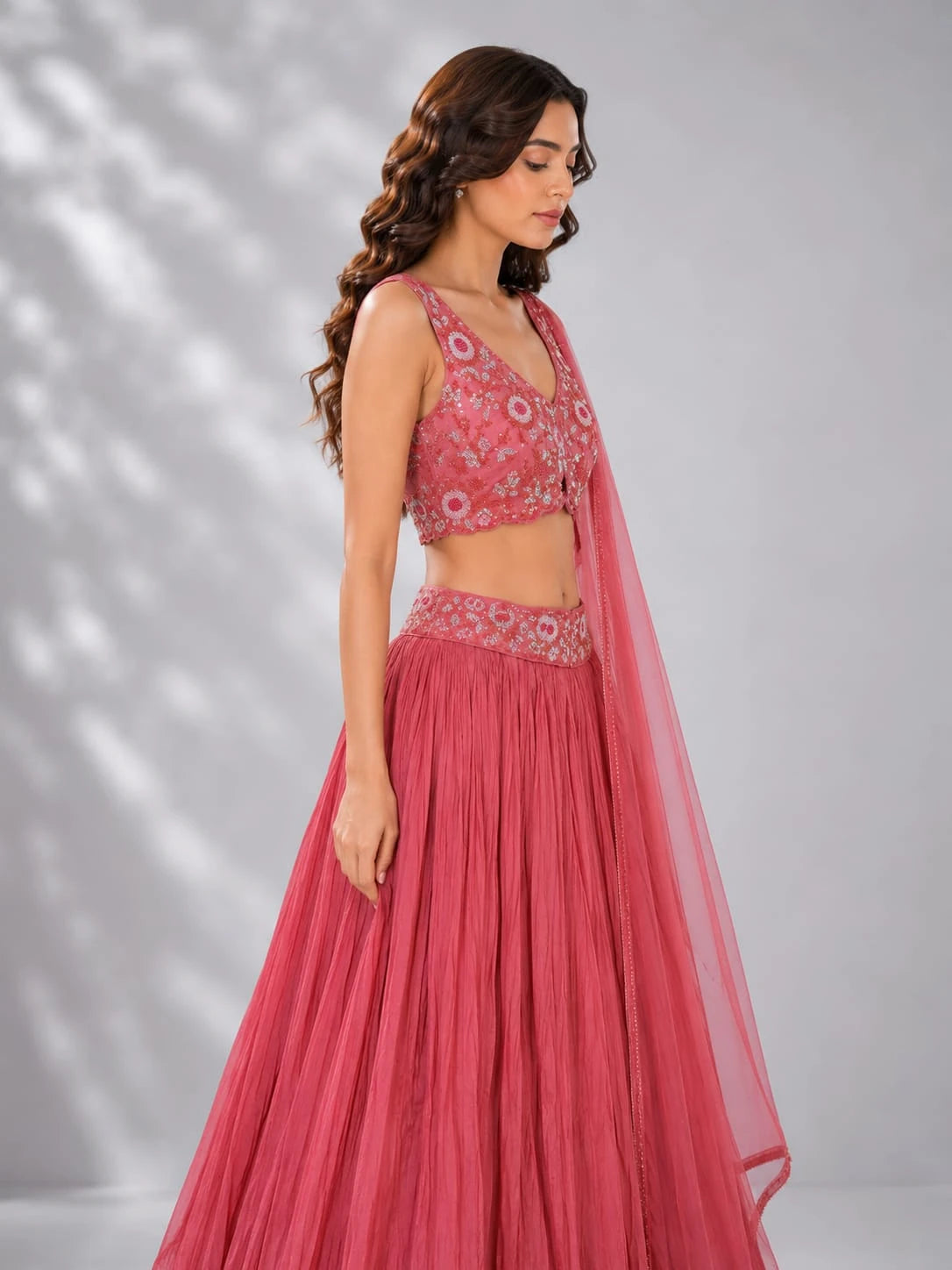gajari pink lehenga
