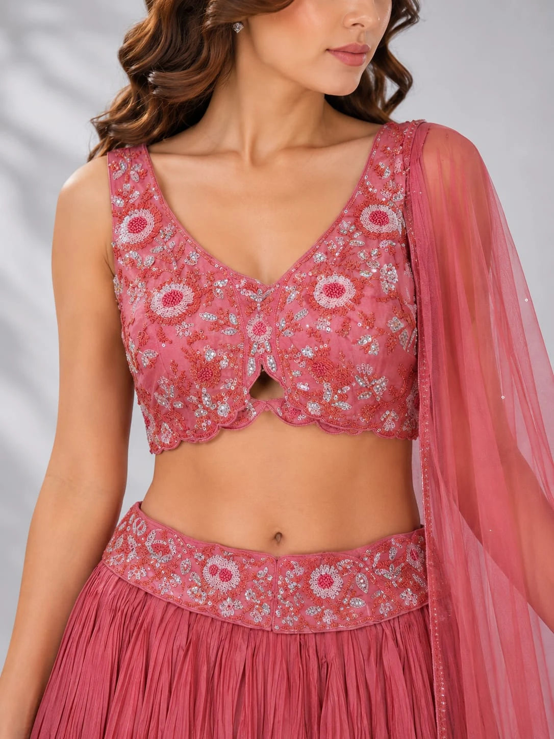 gajari pink lehenga