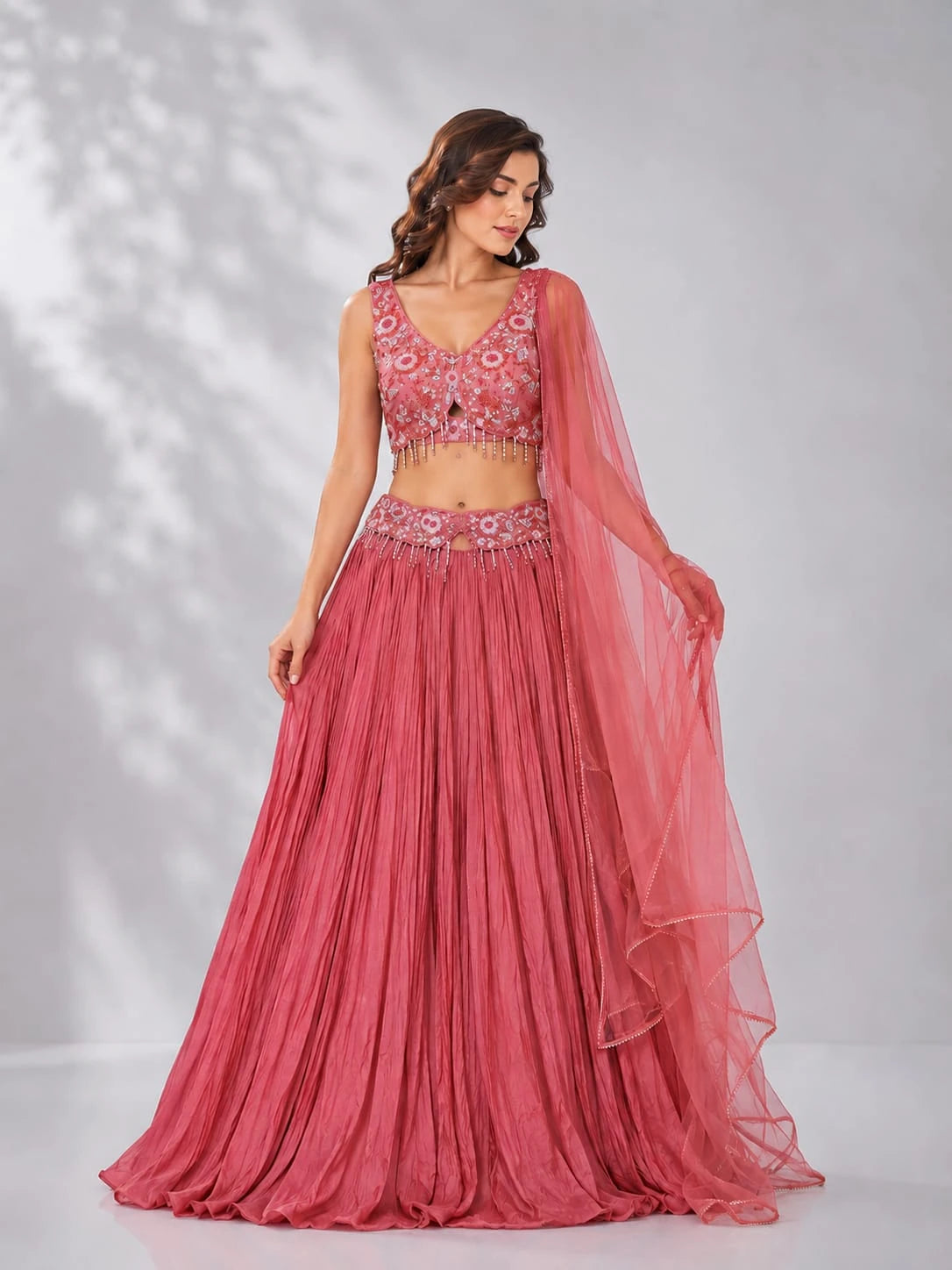 gajari pink lehenga