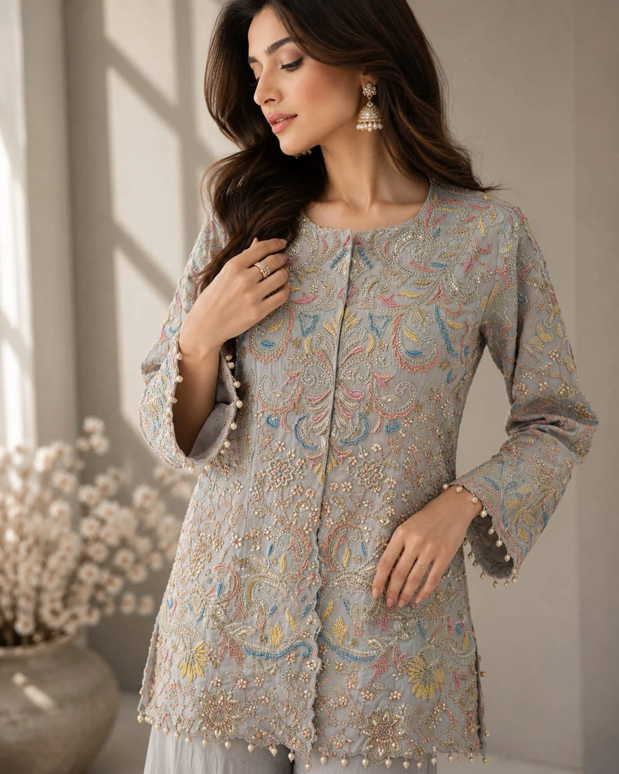 grey kurti with sharara