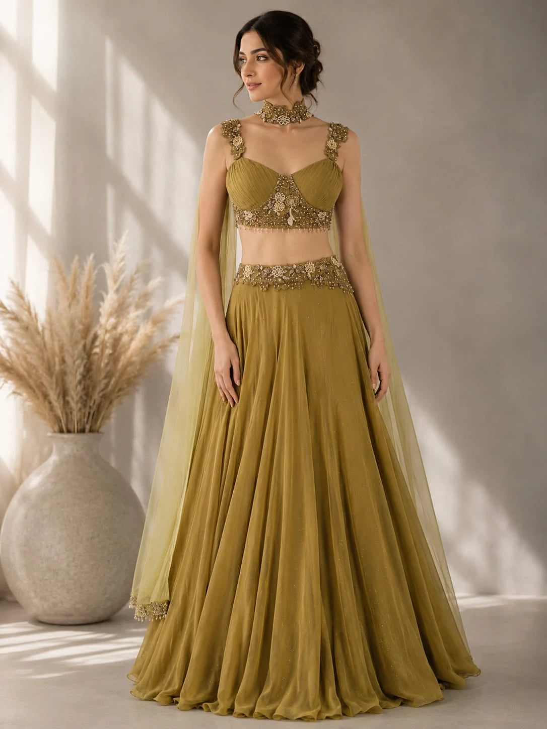 pista dupatta lehenga