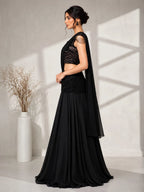 black pre draped lehenga