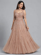 chiku embellished net gown