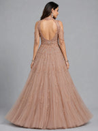 chiku embellished net gown