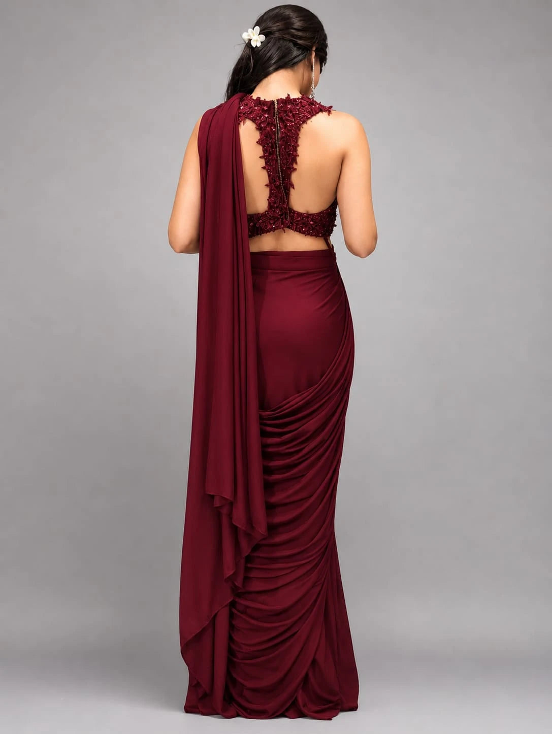 designer red saree