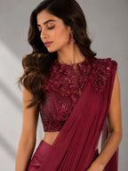 designer red saree