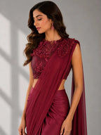 designer red saree