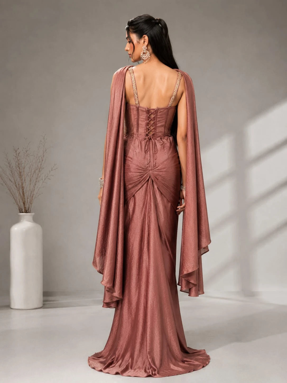 dusty pink dhoti set