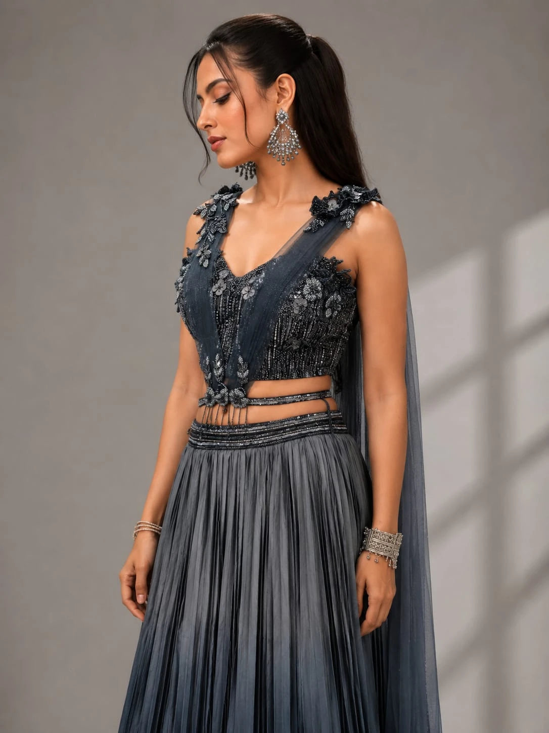 blue ombre lehenga set