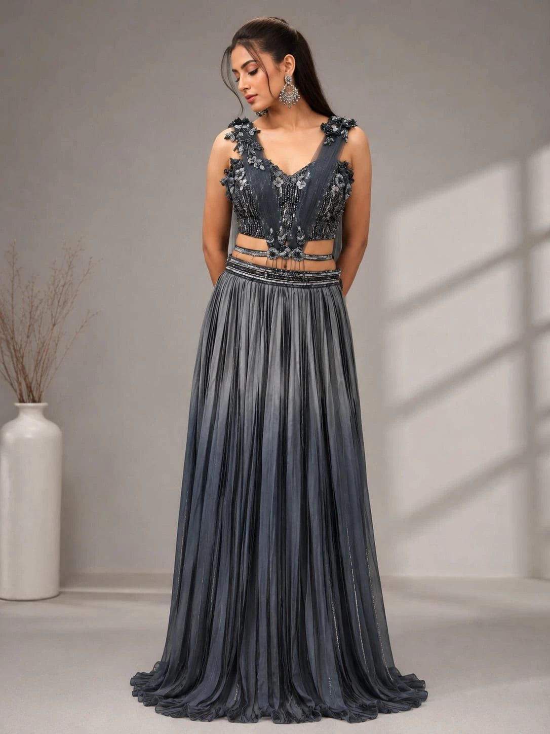 blue ombre lehenga set