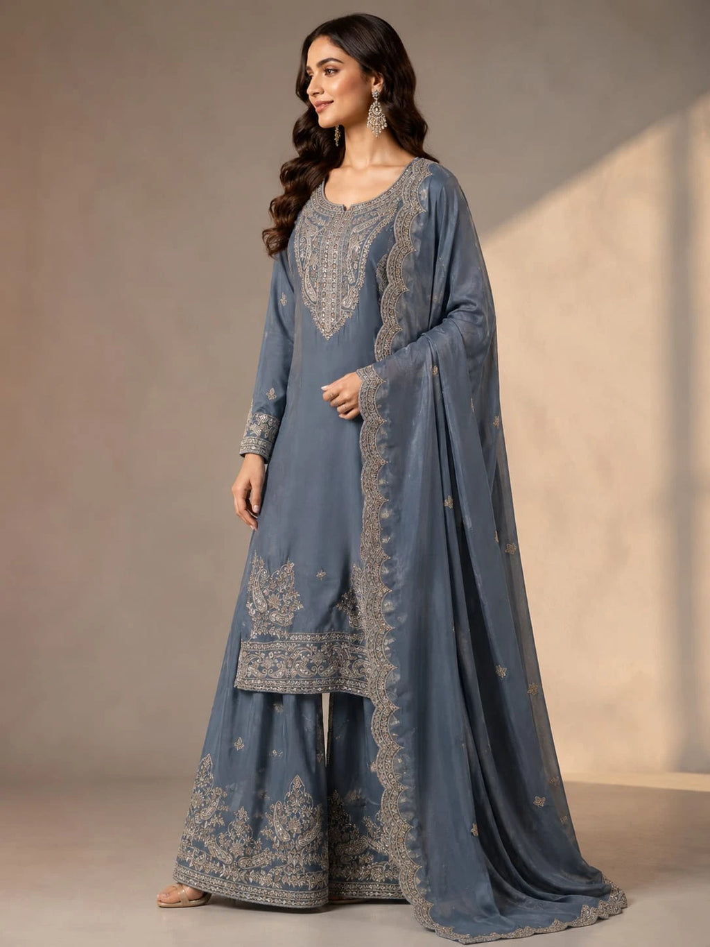 sky blue suit set