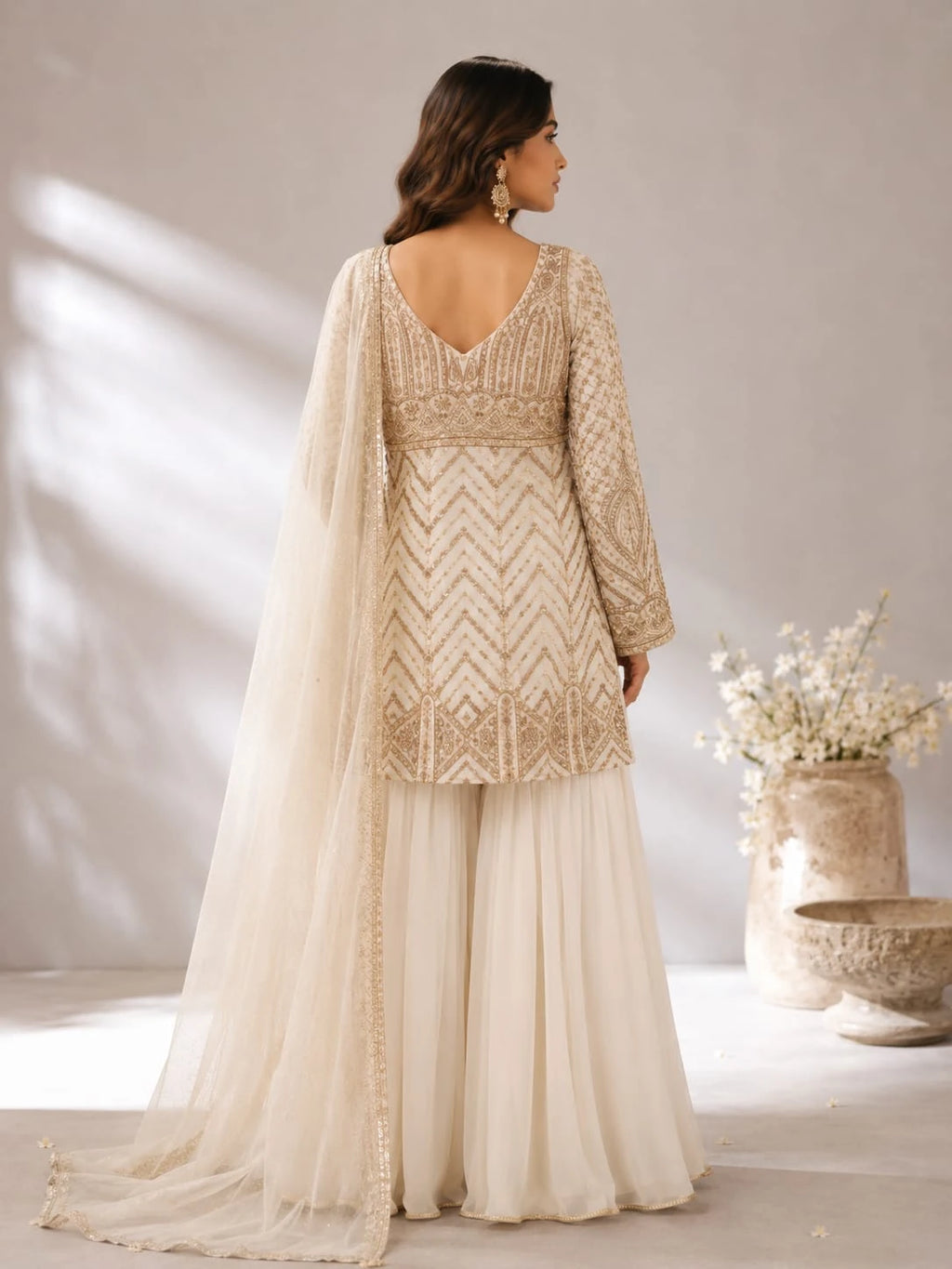 ivory suit with dupatta