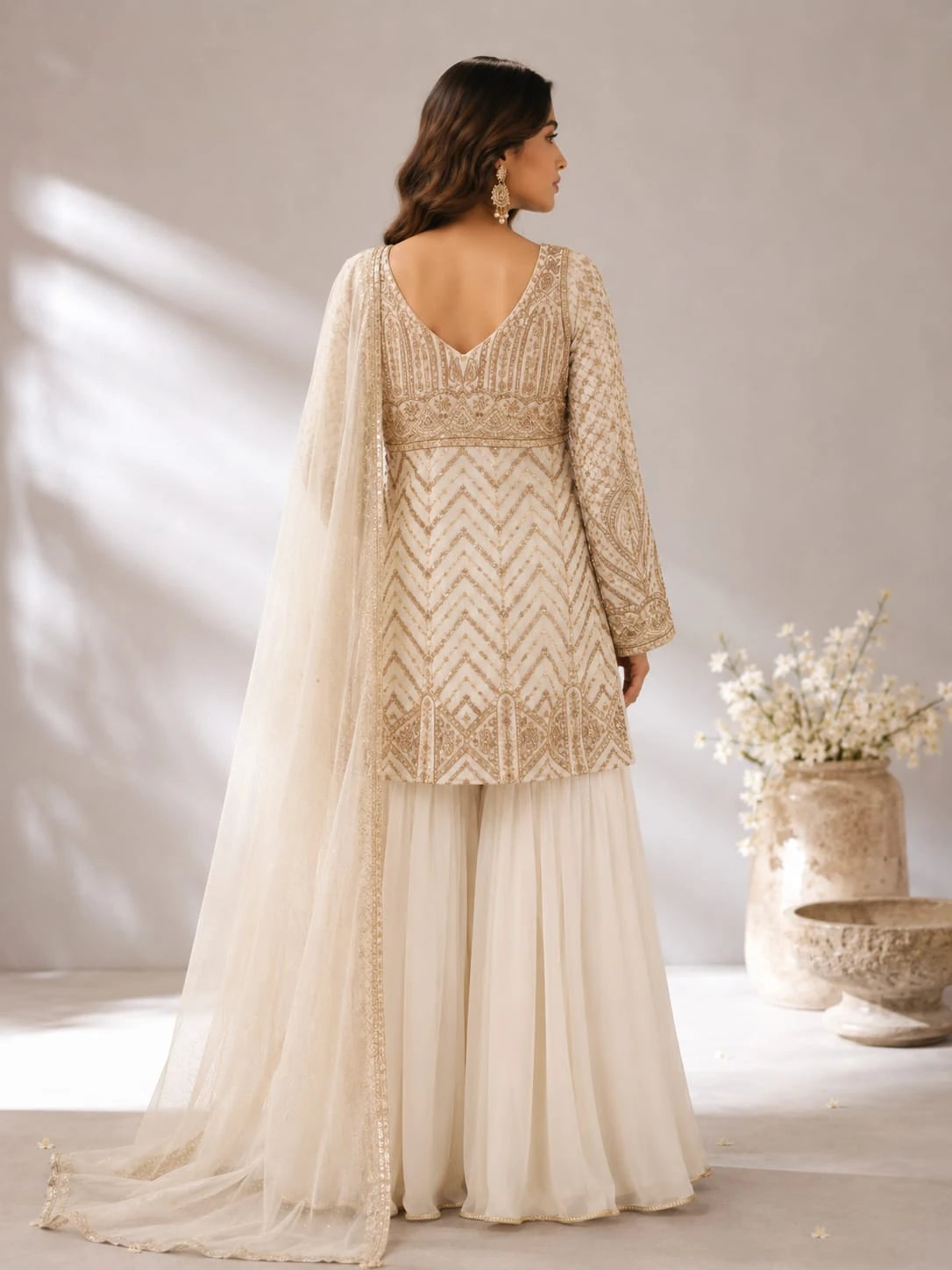 ivory suit with dupatta