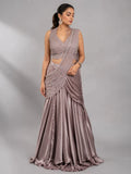 mauve pre draped lehenga