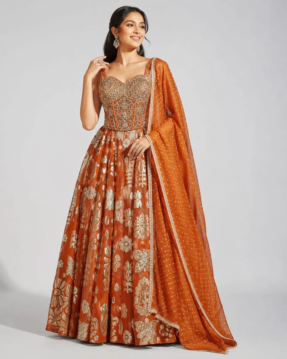 rust color lehenga