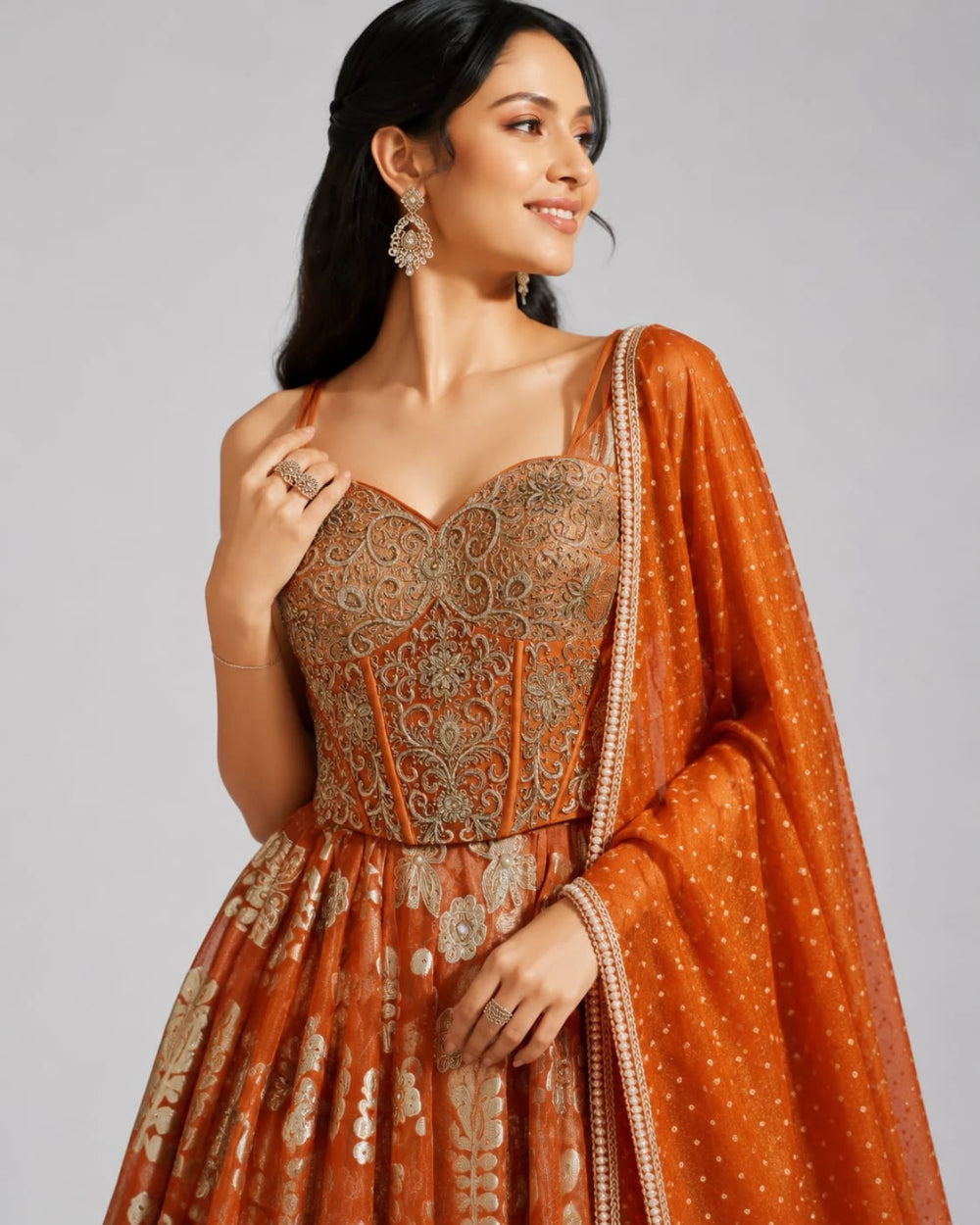 rust color lehenga