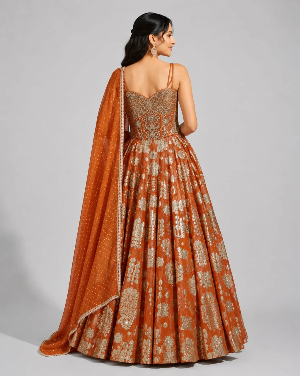 rust color lehenga